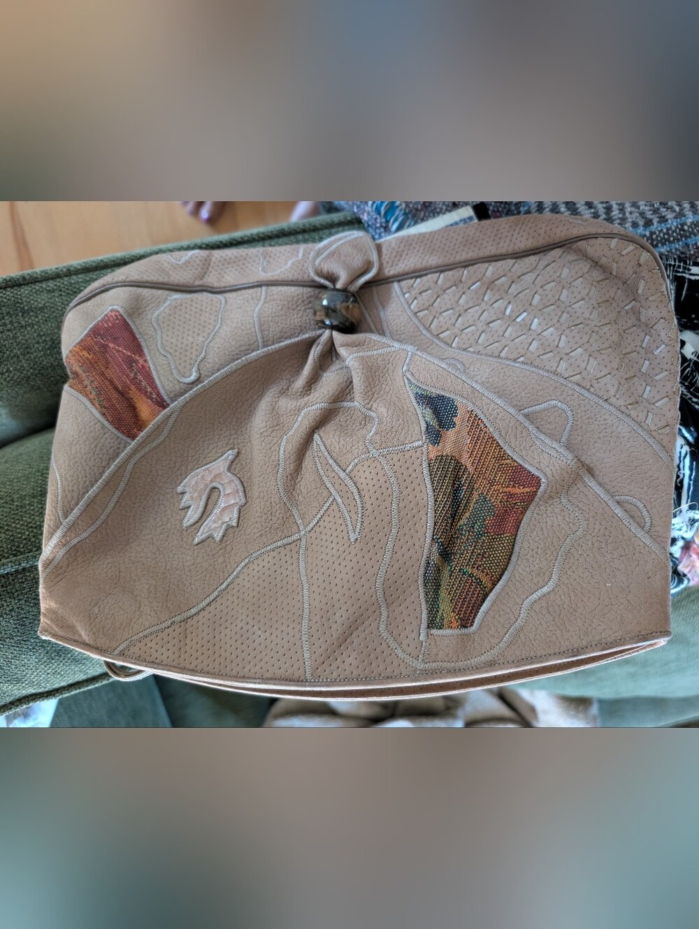 Vintage 80s SHARIF Oversized Patchwork Leather Clutch Bag MINT Condition